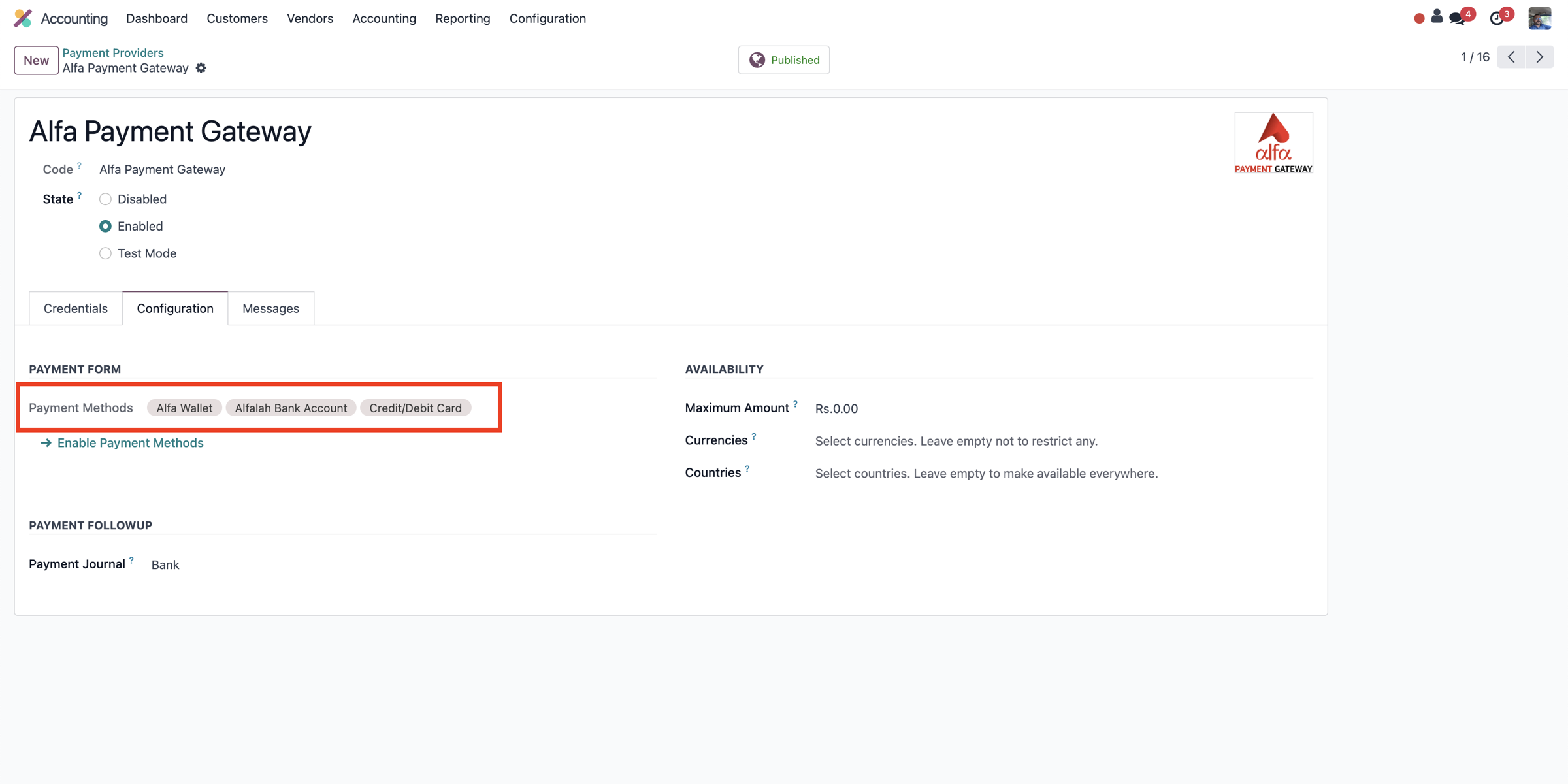 Wallet Payment Entry