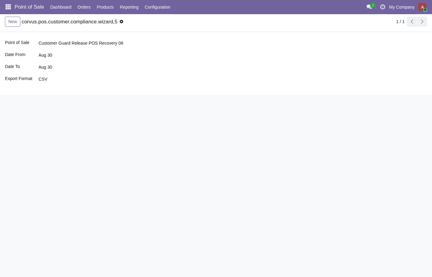 Customer Completeness and Exception Analysis export wizard