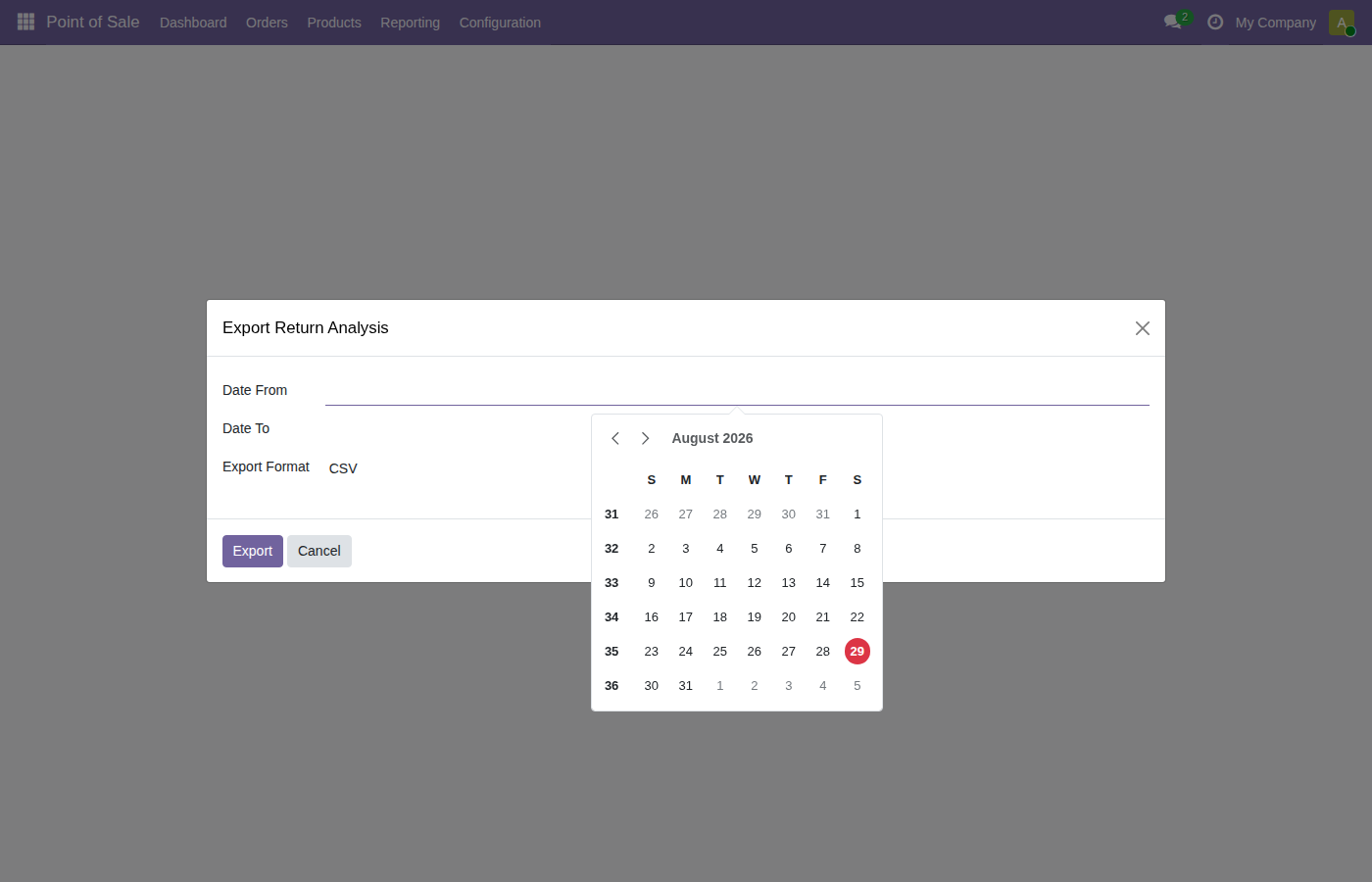 Return analysis export wizard