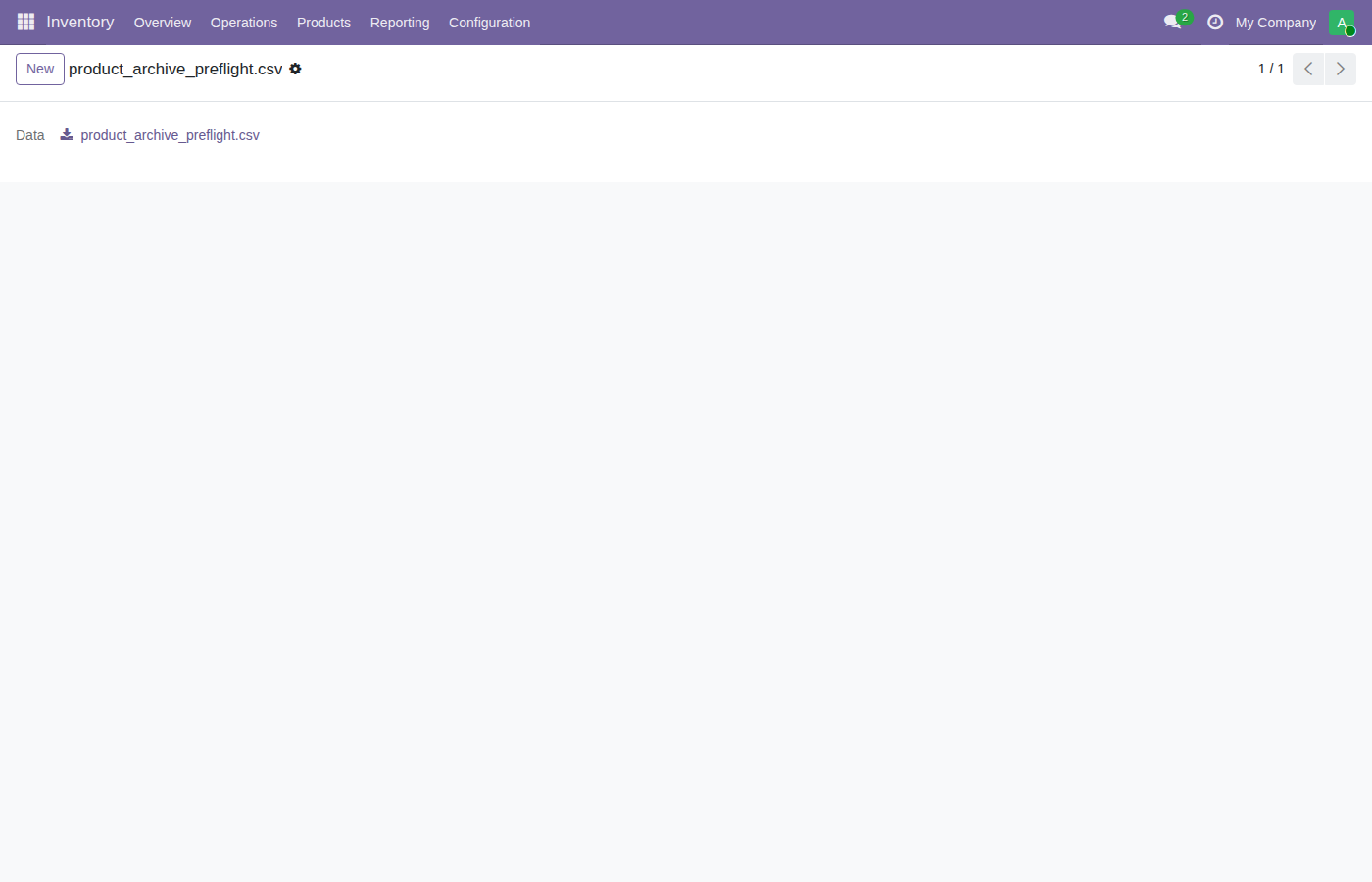 Product Archive Preflight CSV export form