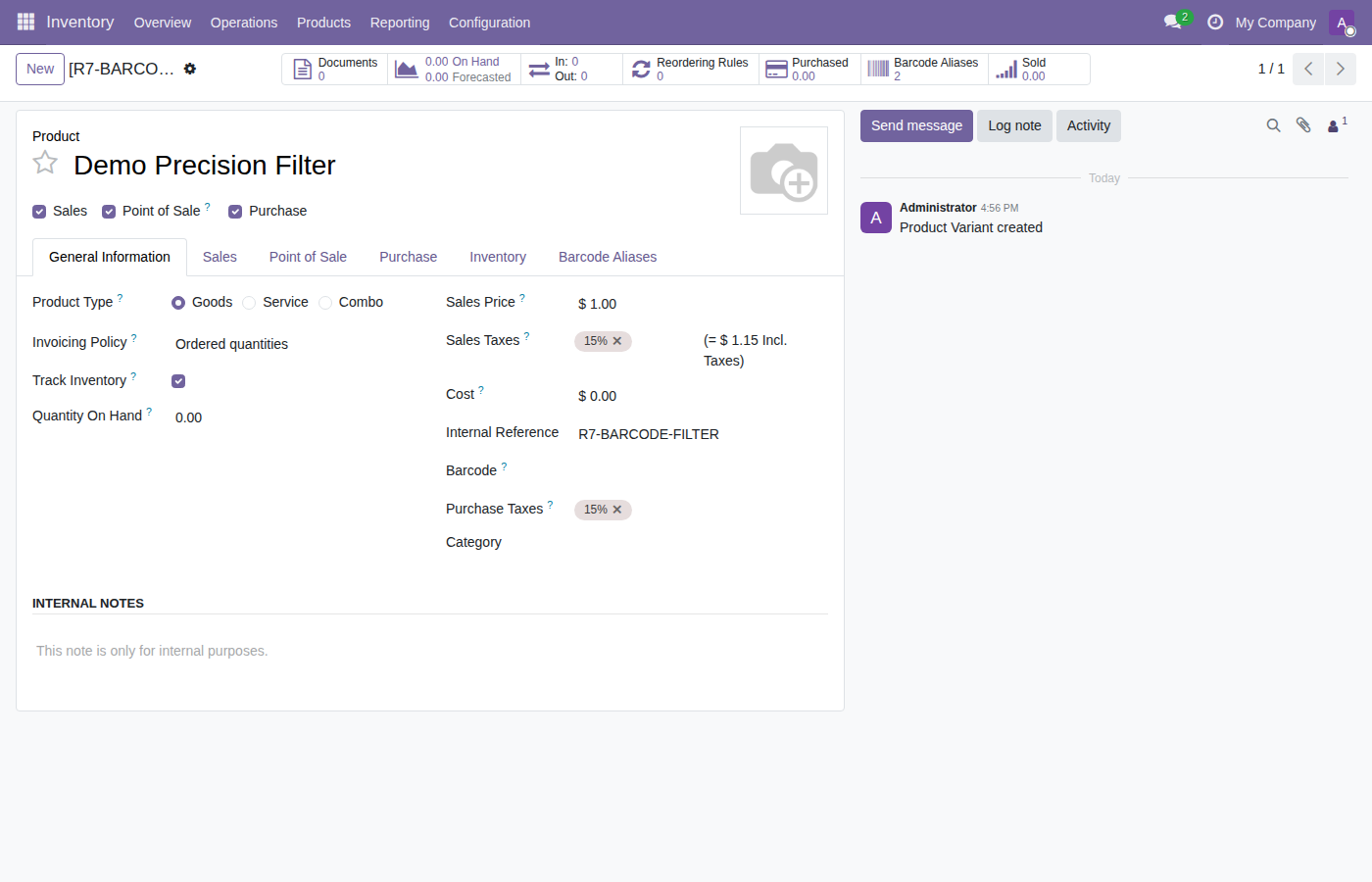 Product form with barcode aliases