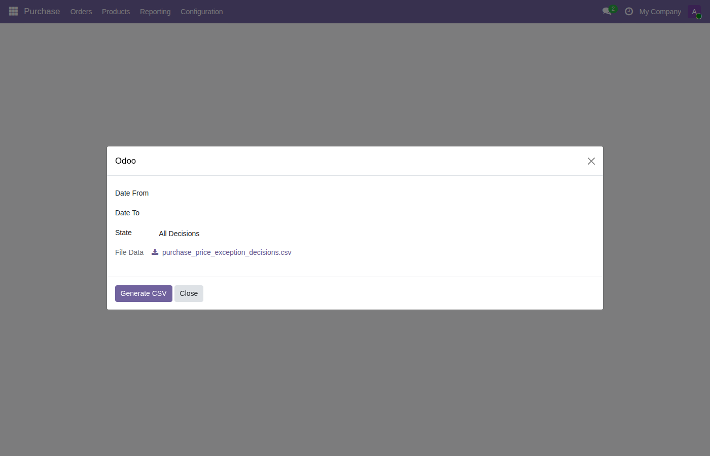 Price decision export