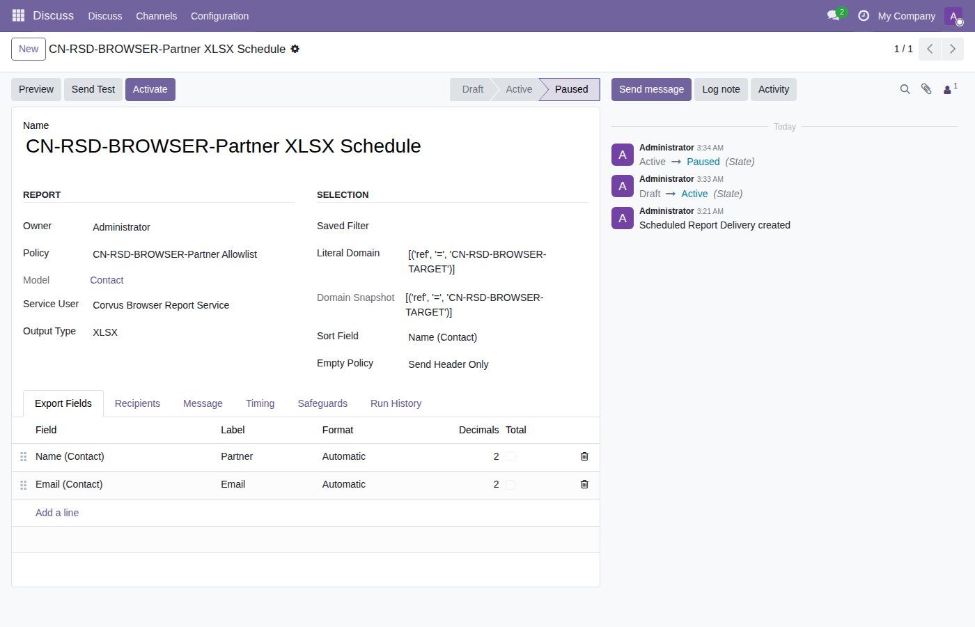 XLSX schedule form