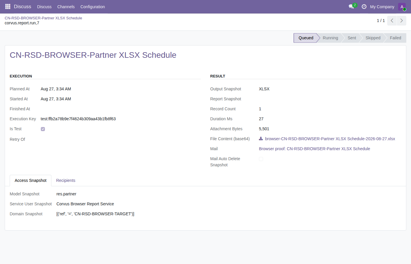XLSX test run
