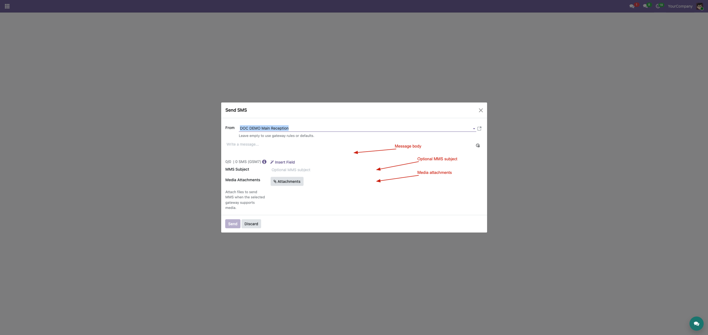MMS composer attachments