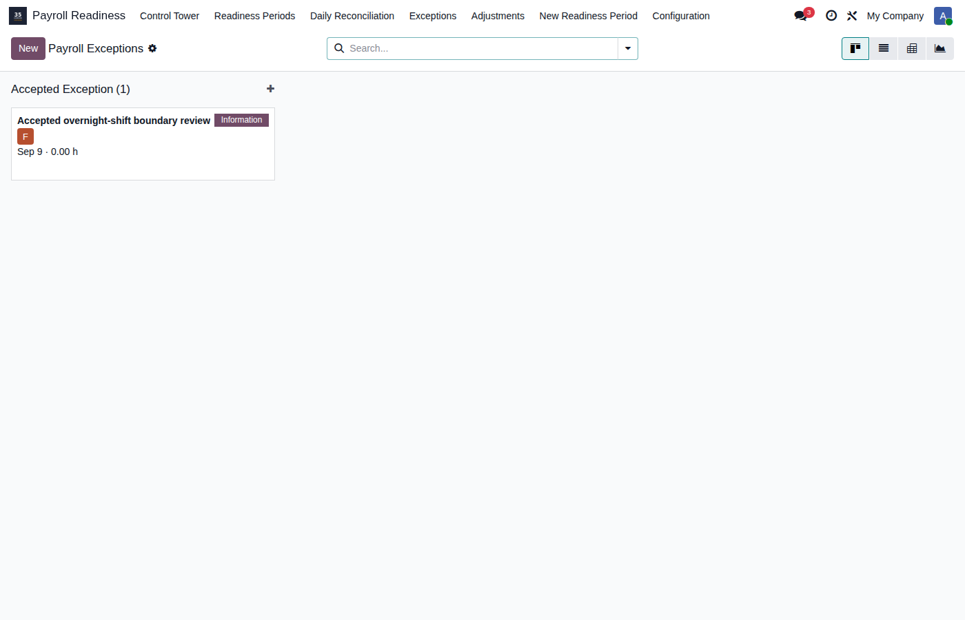Payroll exception register